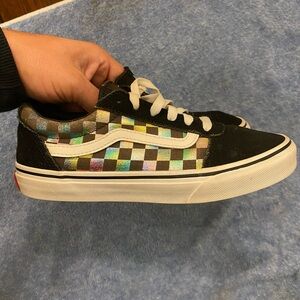 Vans Rainbow Checkerboard Lace Up Suede Sneakers Missy Size 4 Used